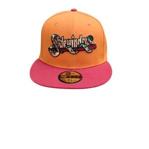 Tucson Sidewinders Hat Cap Fitted Mens 7 1/8 Orange Pink MILB Baseball New Era‎